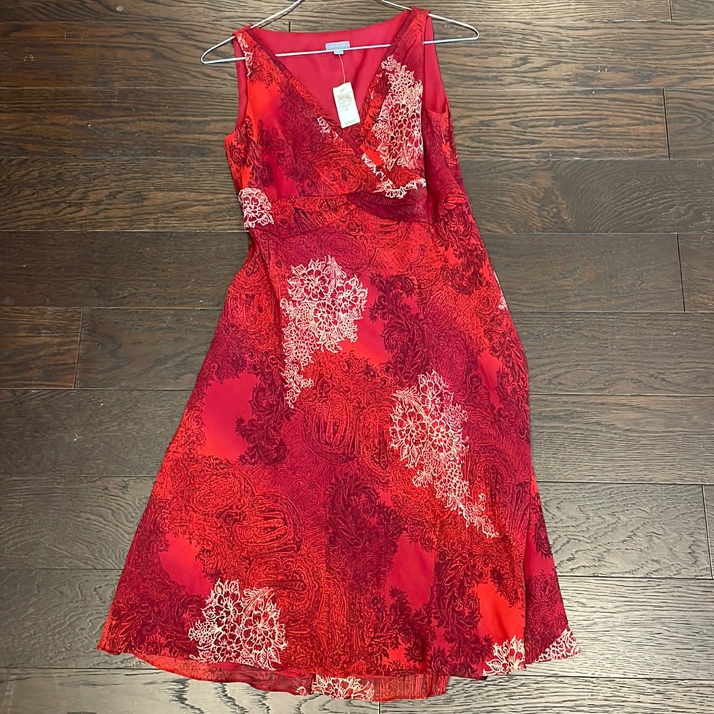 Red Ann Taylor Sleeveless V-Neck Dress